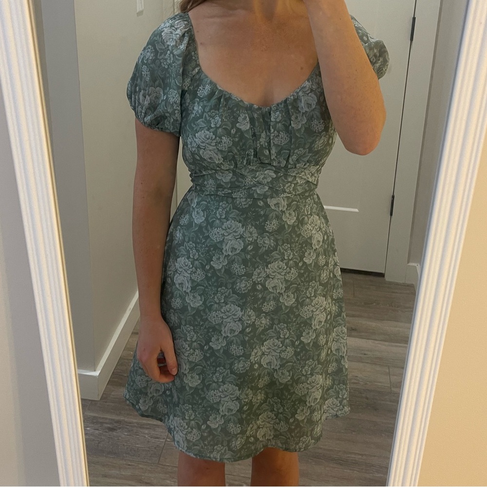 Altar'd State Sage Floral Mini Dress